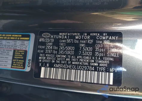 2020 Hyundai Palisade Sel из США, поврежденный, VIN KM8R4DHE0LU029784